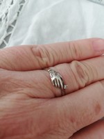 Eladó régi ezüst kézműves cirkónia köves kézfejes gyűrű!