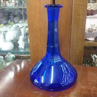 Kobalt Kék Metszett-Csiszolt Üveg Váza.19 cm.