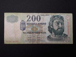 200 Forint 1998 papírpénz - Magyar 200 Ft 1998 papír bankó, zöld kétszázas bankjegy