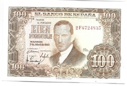 100 peseta 1953 Spanyolország aUNC