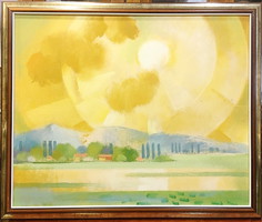János Pleidell / 1915 - 2007 /: sunny lake, 65x80 cm, o-v