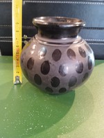Nádudvari black glazed ceramic jug, beautiful, signaled.