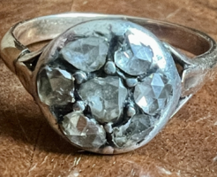 1 Forintról! Antik Holland Rózsa csiszolású gyémánt (kb. 0,7 ct) arany gyűrű (3,7 gr) Magyar fémjel!