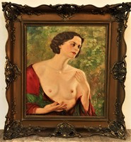Bardócz Árpád (1882 - 1938) Kecses Art-Deco Hölgy képmása c. festménye 96x86cm Eredeti Garanciával !