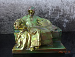 Zsolnay porcelain eosin glazed antique anonymous sculpture. He has! Jókai.