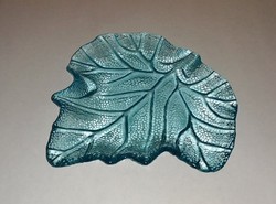 Turquoise glass leaf shaped bowl 15 * 15 cm (14 / k)