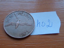Guernsey 1 new penny 1971 gannet (morus) bird, bronze # 402