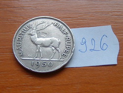 MAURITIUS 1/2 HALF RÚPIA 1950 King George VI, Réz-nikkel, SZARVAS #926