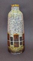 Retro handicraft ceramic / modern vase - János Major