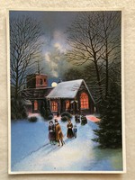 Régi Karácsonyi képeslap, grafikus levelezőlap - Hatvany Józsefné grafika