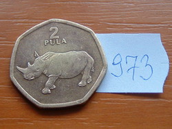 Botswana 2 pula 2004 brass, narrow-mouthed rhinoceros # 973