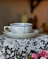 Boch Belgian faience, immortelle decorated tea cup set nr.1.