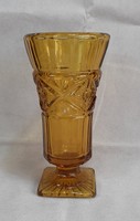Borostyánszínű art deco öntött üveg váza