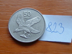 Botswana 50 thebe 1998 Nickel Plated Steel Noisy Eagle (African Fish Eagle) # 823