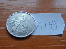 Seychelles 25 cents 1993 nickel plated steel, black parrot # 1159