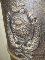Cast iron stove with crowned Hungarian coat of arms, iron stove + stove front