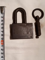 Old verdun patent with Hungarian padlock key
