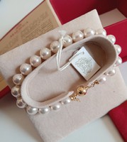 18K clasp, genuine majorica pearl bracelet