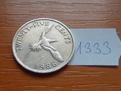 Bermuda 25 cents 1986 copper-nickel white-tailed tropical bird # 1333