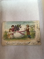 1900-as évek színezett lithografia húsvéti képeslap sarkon gyártói jelzés ASW. No:542