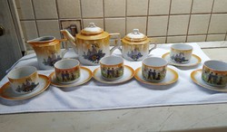 Zsolnay porcelán teáskészlet 6 személyes eladó!Irizáló, jelenetes, gyönyörű készlet