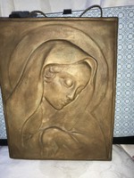 Art -deco 1920-30 körüli  Dr. Rank Rezső keramikus Madonna  terrakotta faliképe