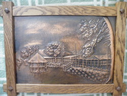 Copper, large relief, monogrammed, with quality framing