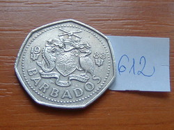Barbados $ 1 1988 copper-nickel, hexagonal, flying fish, 25.5 mm # 612