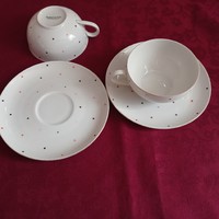 2 db piros-fekete pöttyös Arzberg  porcelán teás készlet