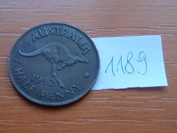 Australia 1/2 half half penny 1942 bronze, George VI # 1189
