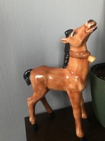 Nagy méretű Bodrogkeresztúri ló lovacska csikó kerámia szobor figura, lába javított!