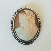Antique silver camea badge