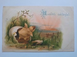 Antik levelezőlap, képeslap, húsvéti üdvözlőlap, 1900
