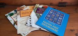 Cross stitch, filleting, crochet and textile needlework book package