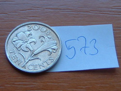 BERMUDA 10 CENT 2008 Réz-nikkel, VIRÁG, Bermuda Lily #573