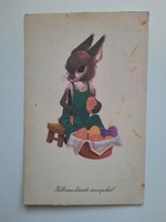 Retro levelezőlap, képeslap, húsvéti üdvözlőlap, 1961