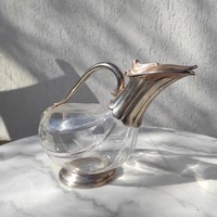 Carafe, decanter, jug, crystal, silver plated, extra, !! Duck-shaped spout, bottle, gift