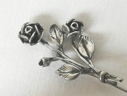 Antique silver rose brooch