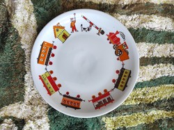 Alföldi retro porcelán kistányér vonatos mintával - gyermek tányér