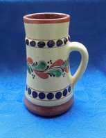 Folk art glazed ceramic jug scratch (22 / d)