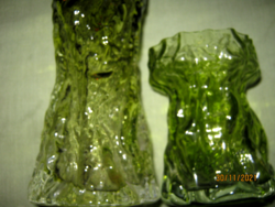 2 Ingrid glass bark vase green crumpled glass