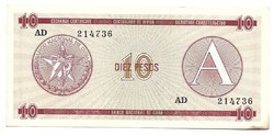 10 peso 1985 Kuba aUNC Túristabankjegy