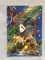 New Year postcard, mail order, pig, clover, horseshoe