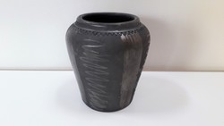 Black ceramic vase