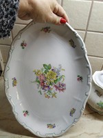 Zsolnay, hand-painted, colorful floral, fried bowl, oval serving for sale!