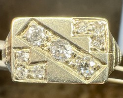 About 1 forint! Antique gold diamond ring with 0.35 ct old cut stones, 4.6 grams