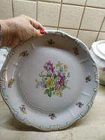 Zsolnay, hand-painted, colorful floral, round serving bowl for sale!