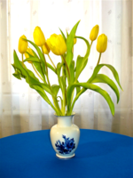 Régi, kobaltkék virágmintás váza /Hollóháza/