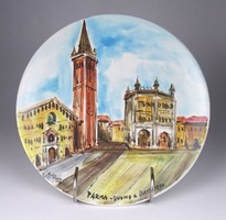 1H943 A. Stocco : A pármai keresztelőkápolna kerámia tányér 21.5 cm
