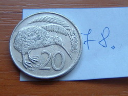 New Zealand new zealand 20 cents 1985 kiwi bird, elizabeth ii, copper-nickel 78.